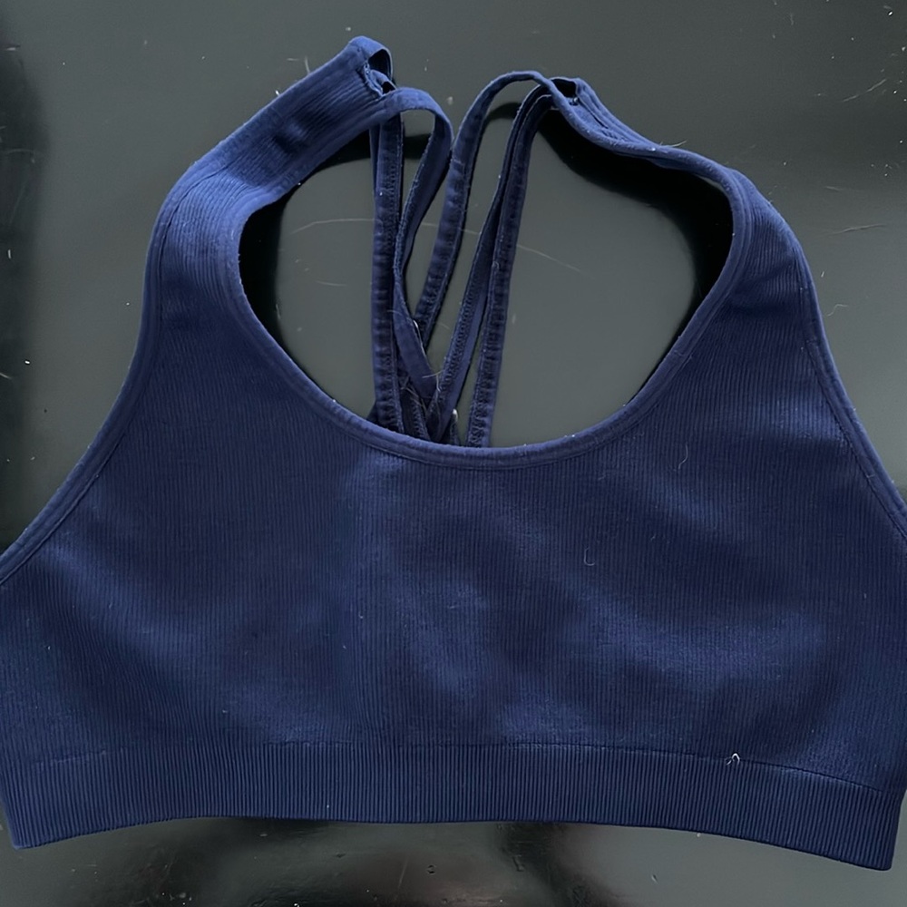 Spiritual Gangster athletic top / sports bra,  Navy, size XS/S, cross cross back